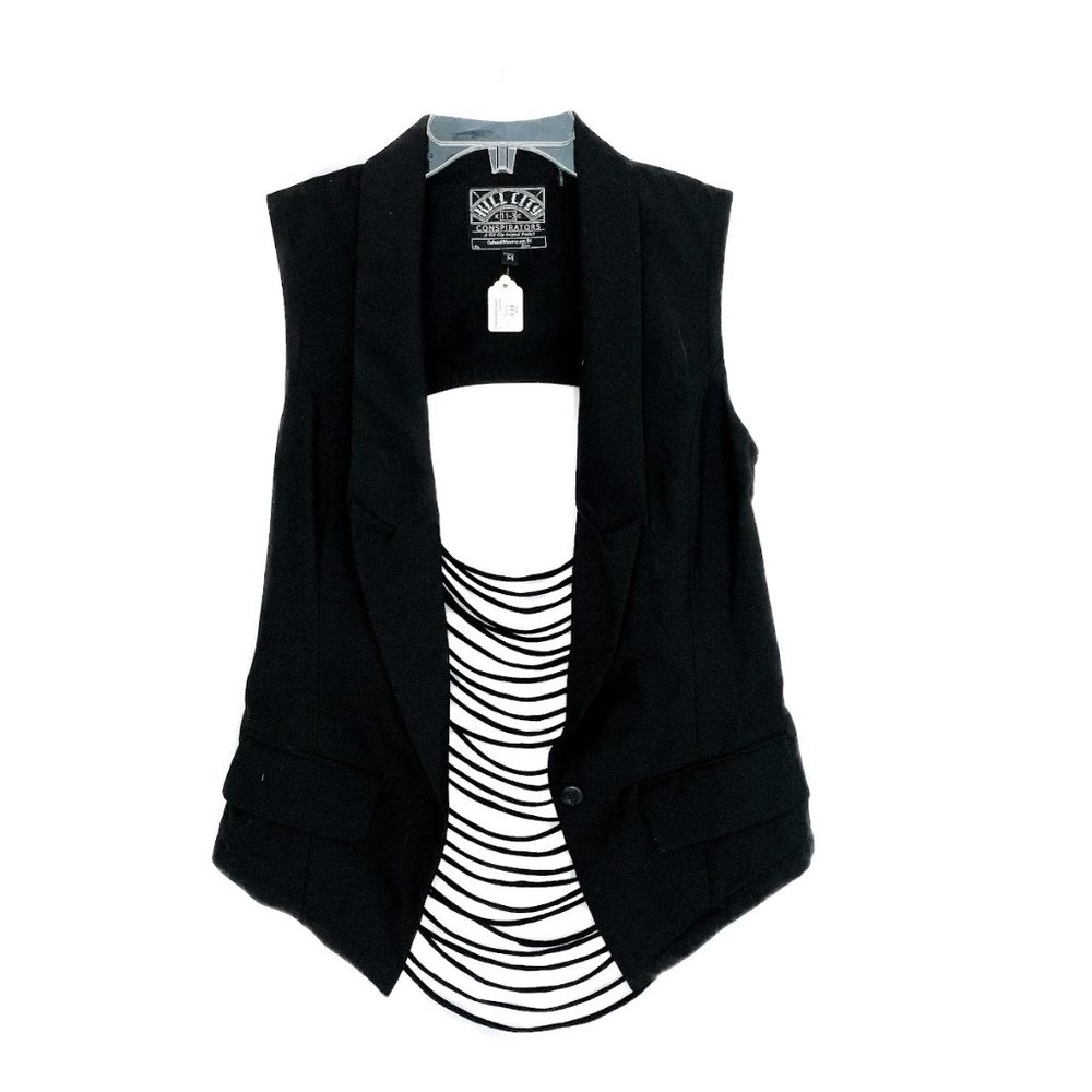 NEW Kill City Tailored Fringe Back Vest Black Sz M